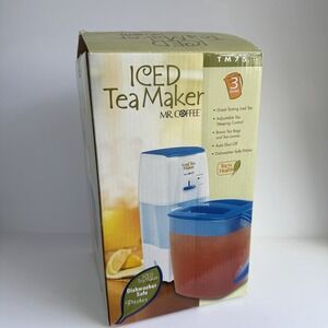 New Open Box Mr. Coffee TM75 3 Qt Iced Tea Maker Blue Electric Plastic Pitcher